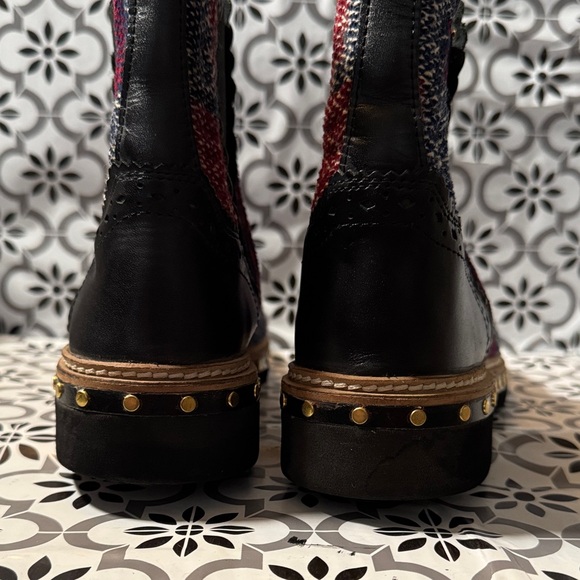 Free People Multicolor Plaid textile Boots with Black leather Accents Sz 36.5 - Picture 11 of 11